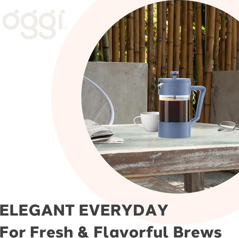 Oggi Borosilicate Glass French Press Coffee Maker (20oz)- 5 Cup Capacity, Coffee Press, Single Serve Coffee Maker, Stainless Steel Lid & Plunger, ...