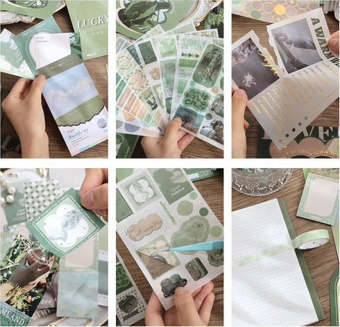 emmoolife Scrapbooking Supplies Kit, Vintage Aesthetic Scrapbook Kit for Bullet Junk Journal, Stationery, A6 Grid Notebook, DIY Journaling Supplie...
