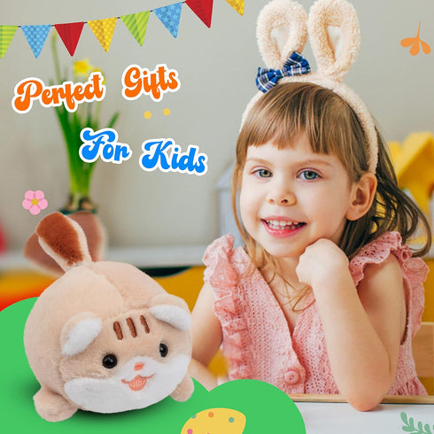 Hopearl Pull String Plush Kitty Toy Wind-up Clockwork Cat Motorized Wagging Tail Rotating Interactive Kitten Toys Pullback Cord Stuffed Animal Gif...