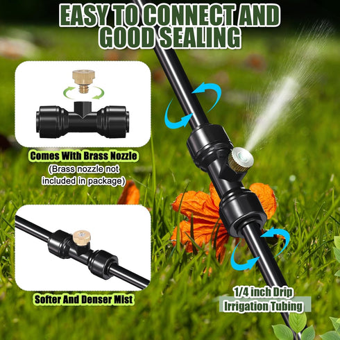 39 Pcs Misting Cooling System, Misters for Outside Patio, 30 Atomizing Connector, 2 Tee Adapters, 2 Pcs 3/4'' Adapters, 2 Pcs 90° Elbows and 3 End...