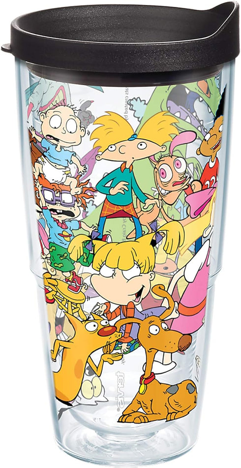 Tervis Nickelodeon - 90's Group Made in USA Double Walled Insulated Tumbler Travel Cup Keeps Drinks Cold & Hot, 24oz, Classic...