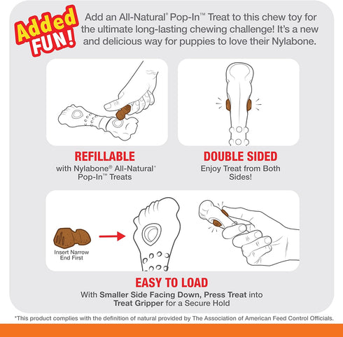 Nylabone Power Chew Souper Bone Pop-in Treat Toy with Treat Refills, Treat Dispensing Toys for Dogs, Durable Treat Pouch, Chicken Flavor, Medium/W...