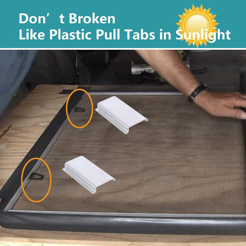 Durable Window Screen Spline Channel Pull Lift Tabs, Aluminum Anti-UV Don’t Broken Like Plastic Pull Tabs in Sunlight, Sliver, C Shape, 20 PCS...