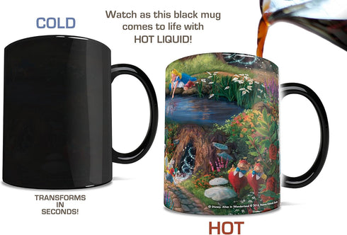 Morphing Mugs Disney - Alice in Wonderland - Thomas Kinkade - One 11 oz Color Changing Heat Sensitive Ceramic Mug – Image Revealed When HOT Liquid...