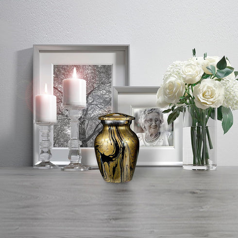 Trupoint Memorials Small Urns for Human Ashes Keepsake, Camouflage and Hunters Decorative Mini Cremation Urn for Adult Men and Women, Golden...