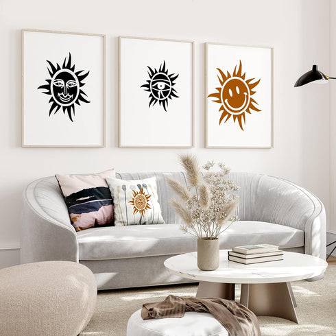 8 PCS Sun Stencil, 8 Sizes Reusable Sun Template for Painting Boho Sun Stencil Decoration Sun Paint Stencils for Wood Floor Wall DIY Art Crafts Pr...