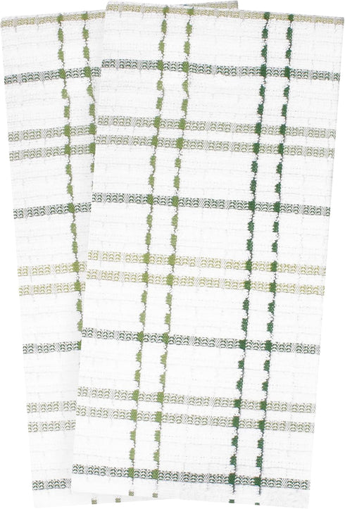 Ritz Royale Collection 100% Combed Terry Cotton, Highly Absorbent, Oversized Kitchen Towel Set, 28" x 18", 2-Pack, Checked, Cactus Green...