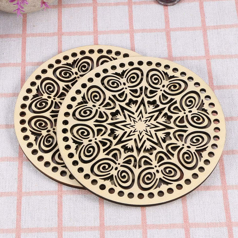 Healifty Basket Weaving Supplies 2pcs DIY Knitting Crochet Wooden Bag Bottom Shaper Handbag Purse Base Shaper Style 2 Basket Weaving...