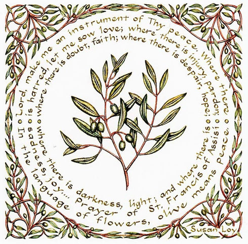 Literary Calligraphy “Prayer of St. Francis” Art Print by Susan Loy...