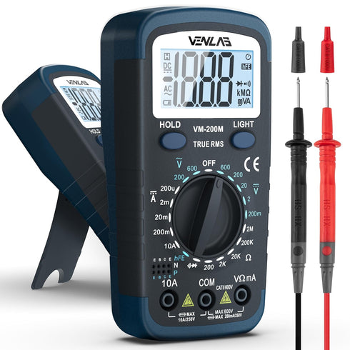 Digital Multimeter DC AC Voltmeter, Ohm Meter, Fast Accurately Measures Voltage, Current, Resistance, Continuity, Diode, hFE, Tests Live Wire...