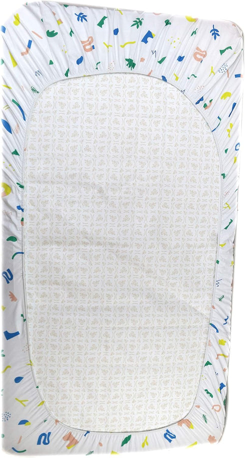Fitted Crib Sheet Geometric Neutral Pattern for Boys and Girls Modern Shapes Soft Jersey Organic Cotton GOTS Certified Soft Luxurious Crib Sheets ...