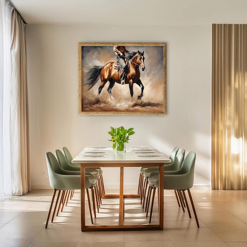 Posterizer 1 pcs- Cowboy riding a brown horse print-Art for Animal Lovers- Gift for Men Women Entrepreneur Teens-decor for Bedroom, Office, Living...