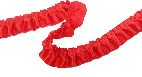YYCRAFT 11 Yards Satin Ruffle Trim Fabric Trims and Embellishments by The Yard, 1.5 Inch Red...