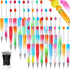 Crtiin 50 Pieces Plastic Beadable Pen Bulk Bead Ballpoint Pen Shaft Black Ink Beaded Pens with 50 Refills for DIY Making Gift Kids Students Office...