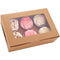 30-Set Cupcake Boxes with Inserts and Window Hold 6 Cupcakes, 9.4'' x 6.3'' x 3'', Brown Food Grade Kraft Cupcake Holder for Cookies, Muffins, Bak...