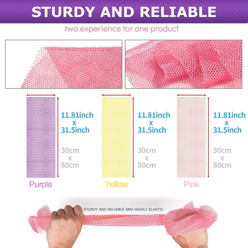 UJFQBH 3 Pieces African Net Sponge Long Bath Sponge Exfoliating Shower Body Scrubber for Daily Use, Terrific for Smoother Skin - Back Scrubber for...