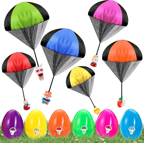 6 Pack Easter Eggs with Easter Parachute Toys Throwing Toy for Kids Boys Girls Easter Basket Stuffers Fillers Gifts Party Favors...