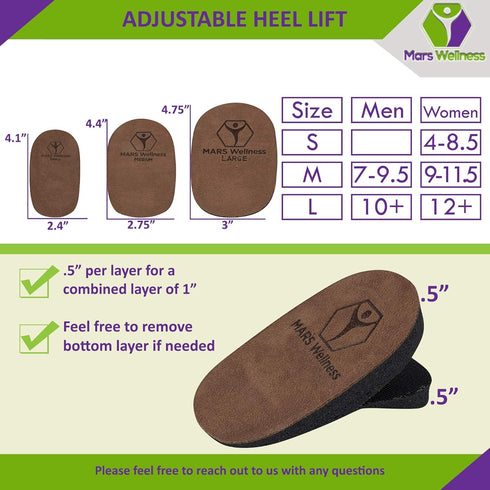 Adjustable 1 Inch Orthopedic Heel Lift for Heel Pain and Leg Length Discrepancies - Medium - 1 Heel Lift...