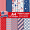 Morcheiong 45 Sheets 4th of July Pattern Paper Set A4 Size Decorative Paper Double-Sided Craft Origami Paper for Independence Day Scrapbooking Car...