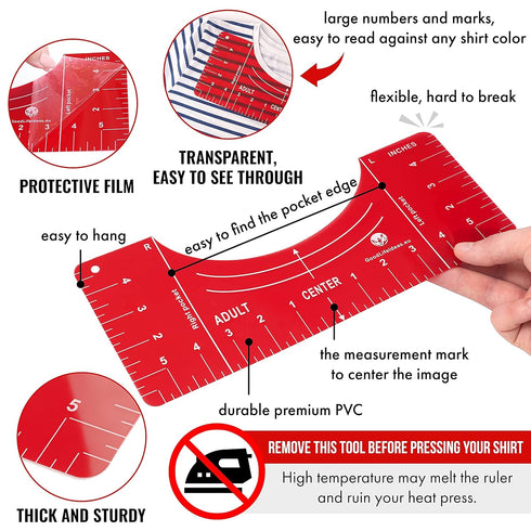 Tshirt Ruler Guide for Vinyl Alignment - T Shirt Ruler Guide for Heat Press, Shirt Measurement Tool for Heat Press, T-Shirt Ruler Centering Guide...