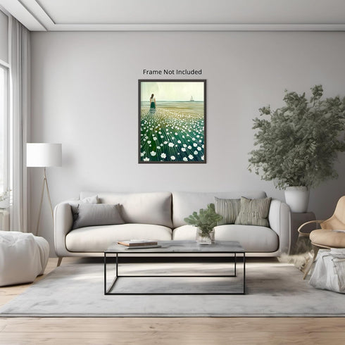 Posterizer 1 pcs-open landscape by a field of delicate white blossoms 1-Collectibles & Fine Art-Landscape & Nature Art- Gift for Men Women Entrepr...