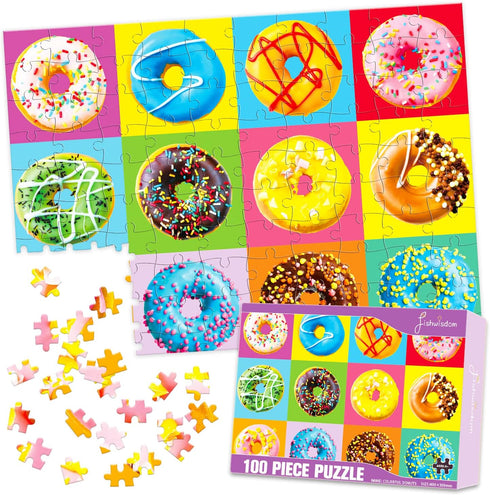 100 Piece Donuts Jigsaw Puzzle for Kids Teens Age 4-8 Gift Family Time (Donuts)...
