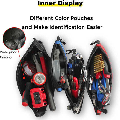 Small Tool Pouches with Zipper Small Tool Bags Waterproof 1680D Tool Pouch Bags for Men Multipurpose Tool Storage Organizer 4 Pack...
