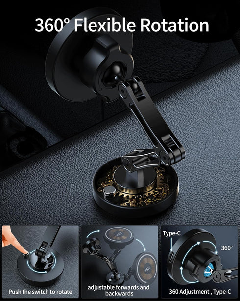 Magnetic Wireless Car Mount Charger, 15W Fast Charging Mag-Safe Car Mount,Magnetic Car Phone Holder Mount, Car Cell Phone Holder Fit iPhone 15 14 ...