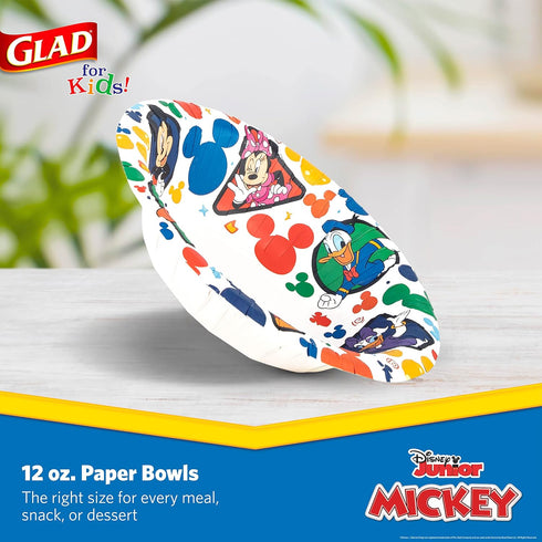 Glad for Kids Disney Mickey and Friends 12oz Paper Bowls| Disney Mickey Mouse Paper Bowls, Kids Bowls| Kid-Friendly Paper Bowls for Everyday Use, ...