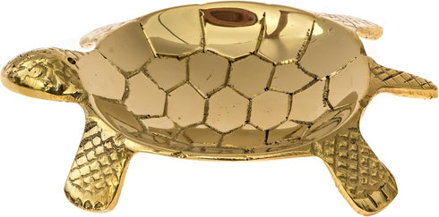 Brass Turtle Incense Holder for Incense Cones, Sticks, Charcoal Discs, Resin, Healing Crystals - 4.75" - for Spiritual Home Decor, Meditation Acce...