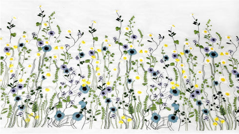 2 Yards High end 2D Large Positioning Water Plants Flowers Soft Mesh Heavy-Duty Embroidery Lace Fabric DIY Handmade Fabric Lace Accessories...