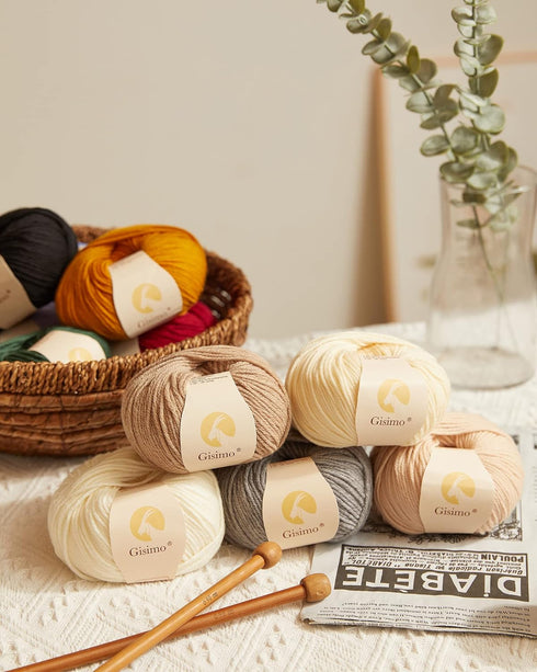 100% Merino Wool Yarn, 6-Ply Luxurious and Soft Yarn for Hand Knitting & Crocheting, 1.76 OZ/50g, 127 yds/116 Meters (Pumpkin, 1 Ball)...