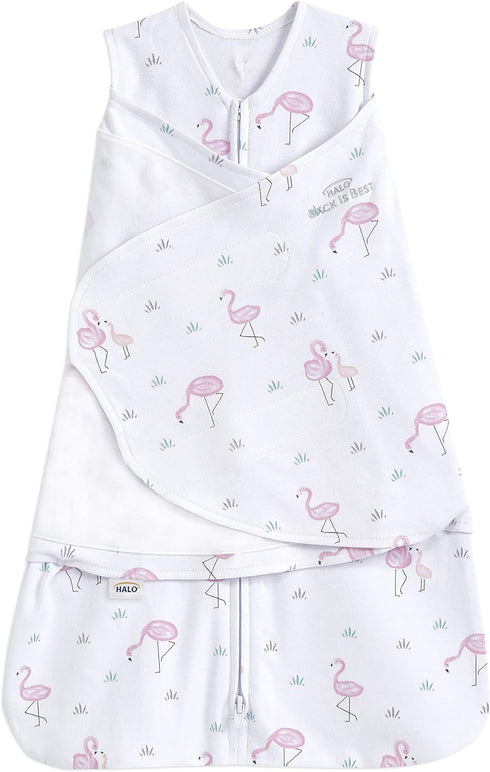 HALO 100% Cotton Sleepsack Swaddle, 3-Way Adjustable Wearable Blanket, TOG 1.5, Flamingos, Newborn, 0-3 Months...