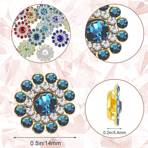 PAGOW 14mm 100pcs Flower Shape Claw Cup Sew on Rhinestone Button, Crystal Glass Beads Buttons for Jewelry Making,Furniture,Earring,Garment,Apparel...