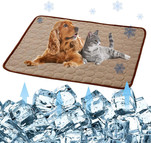 Pet Cooling Mat for Dogs Cats-Ice Silk Dog Cooling Mats, Summer Dog Cooling Pads, Dog Crate Mat Cat Cooling Mat, Portable & Washable Pet Cooling B...