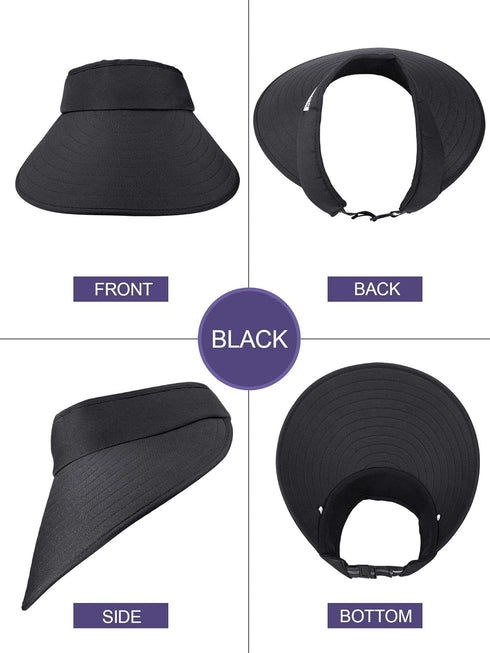 2 Pieces Sun Visor Hats Wide Brim Visor Hats Adjustable Large Brim Summer UV Protection Beach Caps for Women...