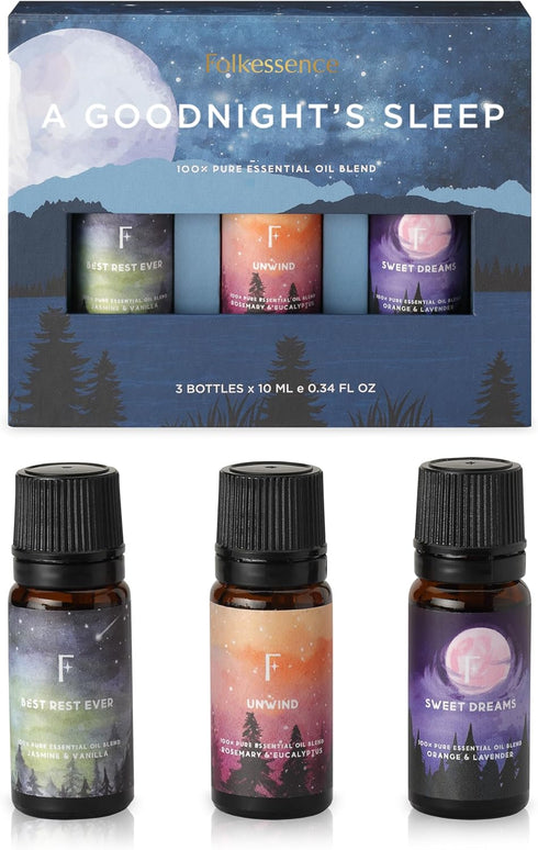 Folkulture Sleep Essential Oils for Diffusers for Home, Pack of 3 Essential Oils Set for Diffusers for Home, 100% Pure Oil Scents- Vanilla Essenti...