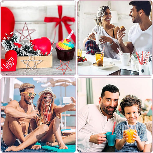 JANYUN 40 Pieces Valentine's Day Drinking Straws BPA-Free 9" Printing Hard Platic Valentine Holiday Reusable Straws for Family or Party Favors Sup...