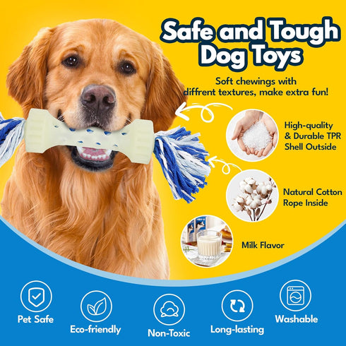 Premium Glow in The Dark Dog Toys, Interactive Tug Toy for Dogs, Dog Teething Toys for Aggressive Chewers Medium/Large Breeds, Fetch Stick Outdoor...