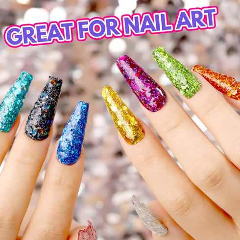LEOBRO Holographic Chunky Glitter, Set of 32 Colors, Craft Glitter for Resin, Crafts Tumblers Nails Body, Christmas Halloween Sequins Flakes for A...