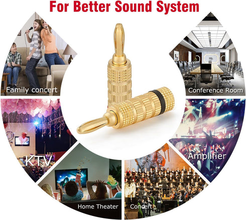 WGGE WG-3333 24k Gold Plated Speaker Banana Plugs-Closed Screw Type (12 Pairs (24 Plugs))...