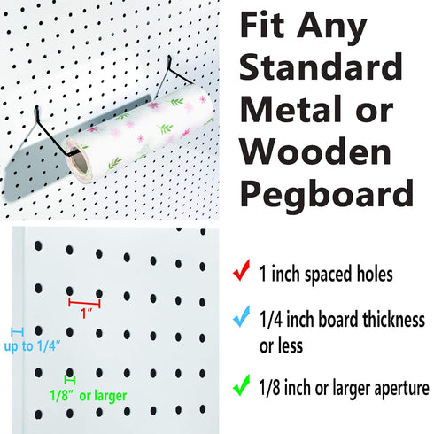 Paper Towel Holder for Pegboard, Extendable, Fit Any Standard Pegboard, 4 Packs, Black...