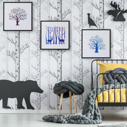 8 Pieces Reusable Tree Stencils Aspen Trees Stencils Reversed Branches Stencils Painting Tree Template Plastic Drawing Stencils for Canvas Wood Wa...