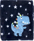 Plush Fleece Throw and Receiving Baby Blankets for Boys and Girls 30x36 (Blue Dino)...