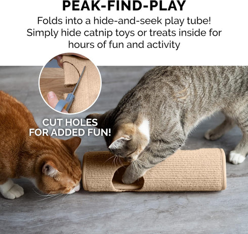 Furhaven Wrap Around Scratching Post Cover for Indoor Cats, Fits Posts Up to 3.5" Diameter, Durable & Less Mess - Tiger Tough Carpet Scratch Mat -...