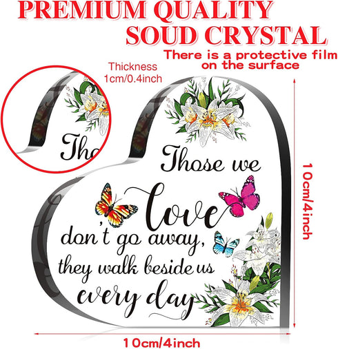 Blulu Crystal Glass Heart Memorial Gift Memorial Bereavement Gift Sympathy Condolence Decorations Sympathy Table Decorations for Loss of Loved One...