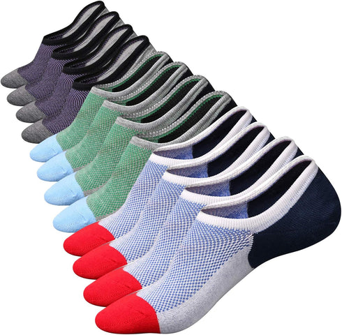 Mottee&Zconia Mens No Show Low Cut Cotton Socks Mesh Top Anti-slip Casual Sock 6 Pairs size 5-8...