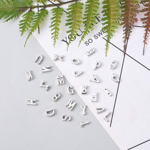 LiQunSweet 26 Pcs Letter Alphabet Metal Alloy Loose Beads for Women Men Initial Jewelry Making DIY Craft Supplies - 10x3mm...