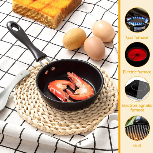 Tessco 2 Pieces Mini Cast Iron Skillet 4.7 Inch Round Mini Non Stick Fry Pan Single Egg Frying Pan with Heat Resistant Handle for Cooking Baking C...