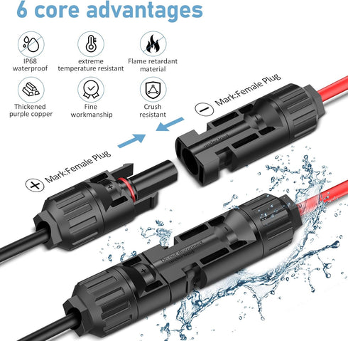 Solar Panel Plug to XT60 Charge Cable, 12AWG(6.5Ft) Solar Extension Cable with Upgraded XT60 Adapter,Solar Connector to XT60 Cable for Ecoflow Riv...